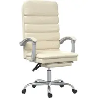Syfax Fauteuil de massage inclinable de bureau Crème Similicuir