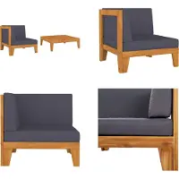 vidaXL Ensemble de salon de jardin 2 pièces avec coussins en bois massif d'acacia - Ensemble de salon de jardin - Meubles de jardin - Ensemble de meubles de jardin