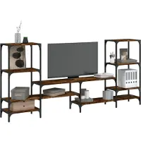 Prolenta Meuble TV exclusif - Bois fumé chêne, dimensions 206,5 x 28,5 x 95 cm, fabriqué en panneaux de particules