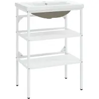 Syfax Cadre de lavabo de salle de bain vasque à encastrer Blanc Fer