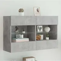 Prolenta Maison Exclusive - Meuble TV avec éclairage LED gris béton 98,5x30x60,5 cm