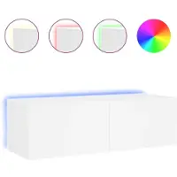 Sonstiges Meuble TV mural avec lumières LED blanc 100x35x31 cm