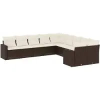 Syfax Salon de jardin 10 pcs avec coussins marron résine tressée