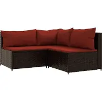 Syfax Salon de jardin 3 pcs avec coussins marron résine tressée