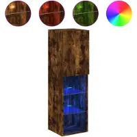 Sonstiges Meuble TV avec lumières LED chêne fumé 30,5x30x102 cm