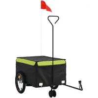 Syfax Remorque de vélo noir et vert 45 kg fer