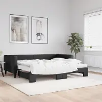 Prolenta Maison Exclusive - Canapé-lit convertible avec matelas noir 90 x 200 cm en tissu