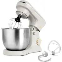 Berlinger Haus Robot de cuisine multifonctionnel 1500W, 5L, acier inoxydable, crochet et fouet antiadhsifs, 6 vitesses, moteur silencieux, design lgant, crme mate