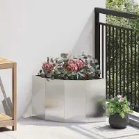 Prolenta Maison Exclusive - Jardinière d'angle argentée 45 x 45 x 35 cm en acier inoxydable