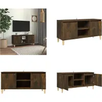 vidaXL Armoire TV avec pieds en bois massif chêne fumé 103,5x35x50 cm - Armoire TV - Armoires TV - Armoire stéréo - Support TV