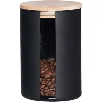 Ritzenhoff & Breker Pot à provisions "JYTTE SCHWARZ", 1,0 l en verre noir, couvercle en hêtre avec silicone - 3 pièces (816181)