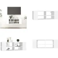 vidaXL Armoire TV murale Blanc 102x35x35 cm Bois composite - Armoire TV - Armoire TV suspendue - Armoires TV suspendues