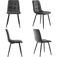 Flieks lot de 4 chaises rembourrées, chaises de salle à manger avec dossier, chaises de cuisine avec assise en velours, chaise de salon avec pieds métalliques