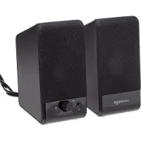 Amazon Basics Haut-parleur d'ordinateur pour PC de bureau ou portable, alimentation USB, noir, 7,1 x 8,1 x 13,4 cm