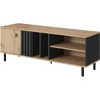 Furnlux Classic FURNLUX Table TV Madis Beige Et Noir 139cm / Couleur principale : Beige / Dimensions : 139 x 50 x 40 cm