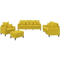 vidaXL Ensemble de canapés 4 pièces avec coussins Velours jaune
