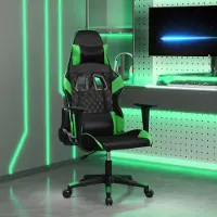 The Living Store Chaise de jeu noir et vert similicuir