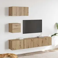 Prolenta Meuble TV exclusif - Ensemble de 3 pièces en bois stratifié imitation chêne massif