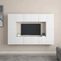 Prolenta Maison Exclusive - Ensemble de meubles TV 8 pièces, blanc, aggloméré