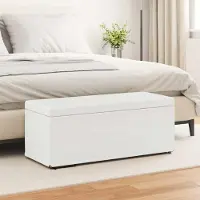 Prolenta Maison Exclusive - Tabouret blanc, dimensions : 101 x 41 x 40 cm. Matériaux : similicuir et bois d'ingénierie