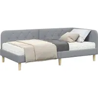 Syfax Cadre de lit d'angle Gris clair 90 x 200 cm tissu