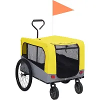 Syfax Remorque de vélo pour chiens et poussette 2-en-1 jaune et gris