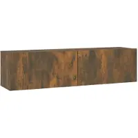 Syfax Armoire murale TV Chêne fumé 120x30x30 cm Bois d'ingénierie