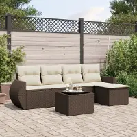 Prolenta Maison Exclusive - Salon de jardin avec coussins 6 pcs marron résine tressée