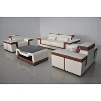 AEA Canapé rembourré en cuir Assise Set complet Ensemble moderne 3+2+1 Paysage de salon