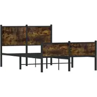 Syfax Cadre de lit en métal sans matelas chêne fumé 120x190 cm