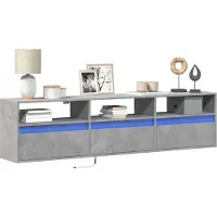Prolenta Maison Exclusive - Meuble TV mural avec LED gris béton 180x31x45 cm