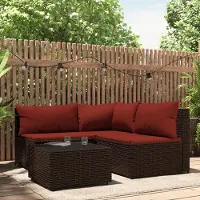 Prolenta Maison Exclusive - Ensemble salon de jardin 4 pièces avec coussins, polyrotin marron