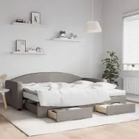 Prolenta Maison Exclusive - Lit de jour convertible avec tiroirs, taupe, 90 x 200 cm, tissu