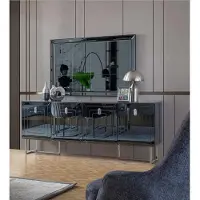 AEA Graue Esszimmer Möbel Glasspiegel Designer Edelstahl Anrichte Luxus Set