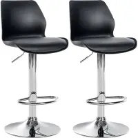 CLP Lot de 2 tabourets de bar Gilbert, couleur : gris, matériau de base : plastique