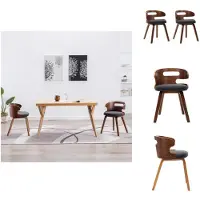 vidaXL Chaise de salle à manger 2 pcs. Gris foncé Bois courbé et tissu - Chaises de salle à manger