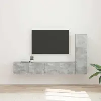 Prolenta Meuble TV exclusif - Ensemble de 3 pièces en béton gris, fabriqué en panneaux de particules