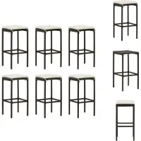 vidaXL Tabouret de bar avec coussin 6 pcs. brown poly rattan - Tabouret de bar