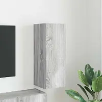 Prolenta Meuble TV mural exclusif - Dimensions : 30 x 31 x 80 cm - Matériau : panneau de particules imitation bois Sonoma gris