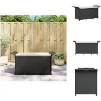vidaXL Banc de jardin avec coussins Noir 116x46x57 cm Poly rotin - Bancs de jardin