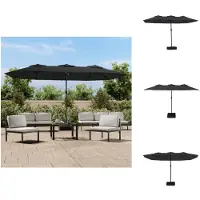 vidaXL Double parasol noir 449x245 cm - Parasols & ombrelles