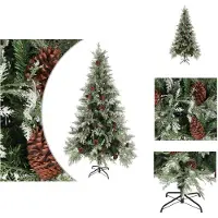 vidaXL Sapin de Noël avec cônes Vert et Blanc 225 cm PVC & PE - Sapins de Noël