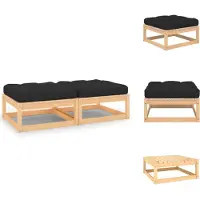 vidaXL Tabouret de jardin avec coussin 2 pcs. Pin massif - Eléments de canapés de jardin