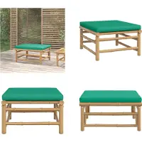 vidaXL Tabouret de jardin avec coussin vert en bambou - Tabouret de jardin - Tabouret de pied - Tabouret de pied