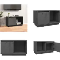 vidaXL Armoire TV Gris 74x35x44 cm Pin massif - Armoire TV - Pied de TV - Meuble TV