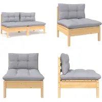 vidaXL Canapé de jardin 2 places avec coussins gris pin massif - Canapé de jardin 2 places - Canapé de jardin 2 places - Canapé central - Canapés centraux