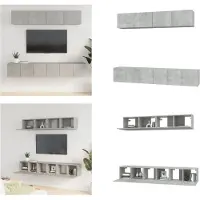 vidaXL 5 pcs. Armoire TV Set Béton gris Bois composite - Ensemble d'armoires TV - Ensemble d'armoires TV - Armoire TV - Support TV