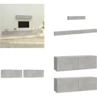 vidaXL 6 pcs. Set d'armoire TV gris béton bois composite - Ensemble d'armoires TV - Ensembles d'armoires TV - Meuble-paroi