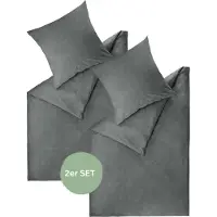 Esprit Housses de coussin et draps en Renforcé HARP Anthracite 140 x 200 cm - lot de 2