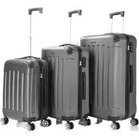 Cheffinger Valise de voyage valise 3 pièces coque dure trolley set valise bagage à main bagages sac de voyage gris